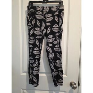 Women's sz 15 W Slim Cartonnier Anthropologie Charlie Trouser Pants Leaf Print